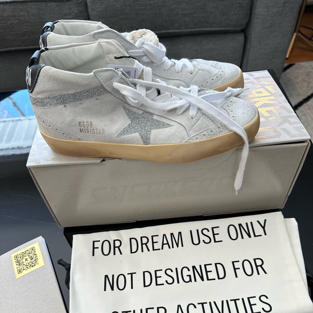 Size 37 (womens 7-7.5) Golden Goose Swarovski Crystal Mids